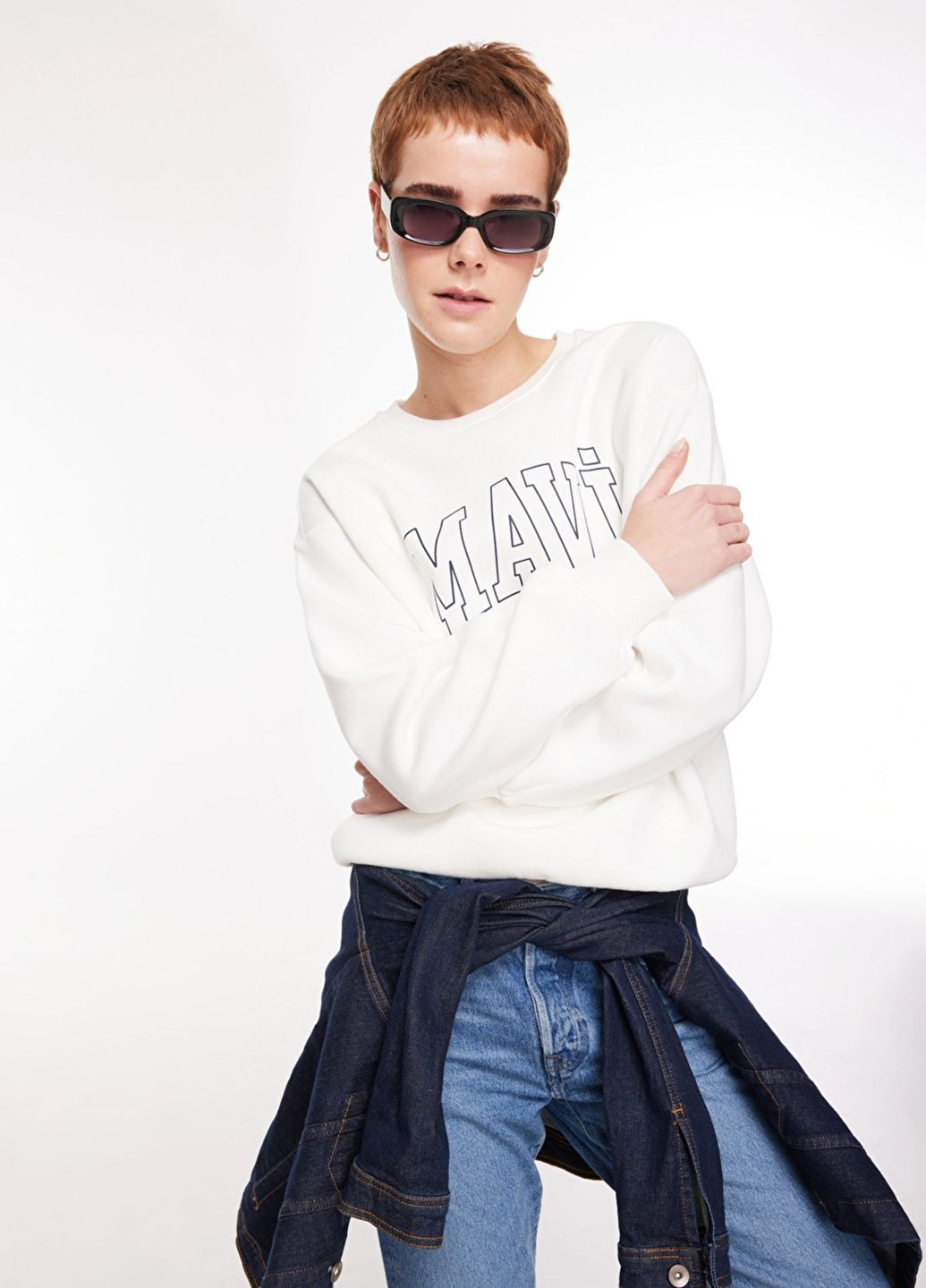 Белый свитшот Mavi однотонный (322181646)