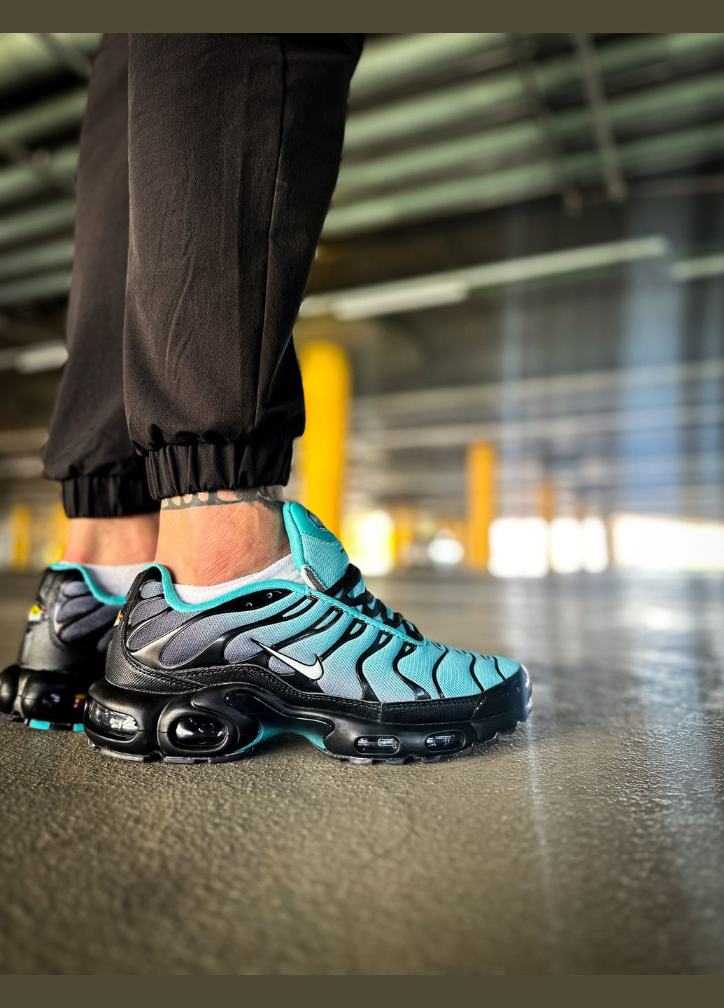 Бірюзові всесезон кросівки чоловічі nike air max tn plus tiffany blue black | найк аір макс тн бірюзові чорні No Brand