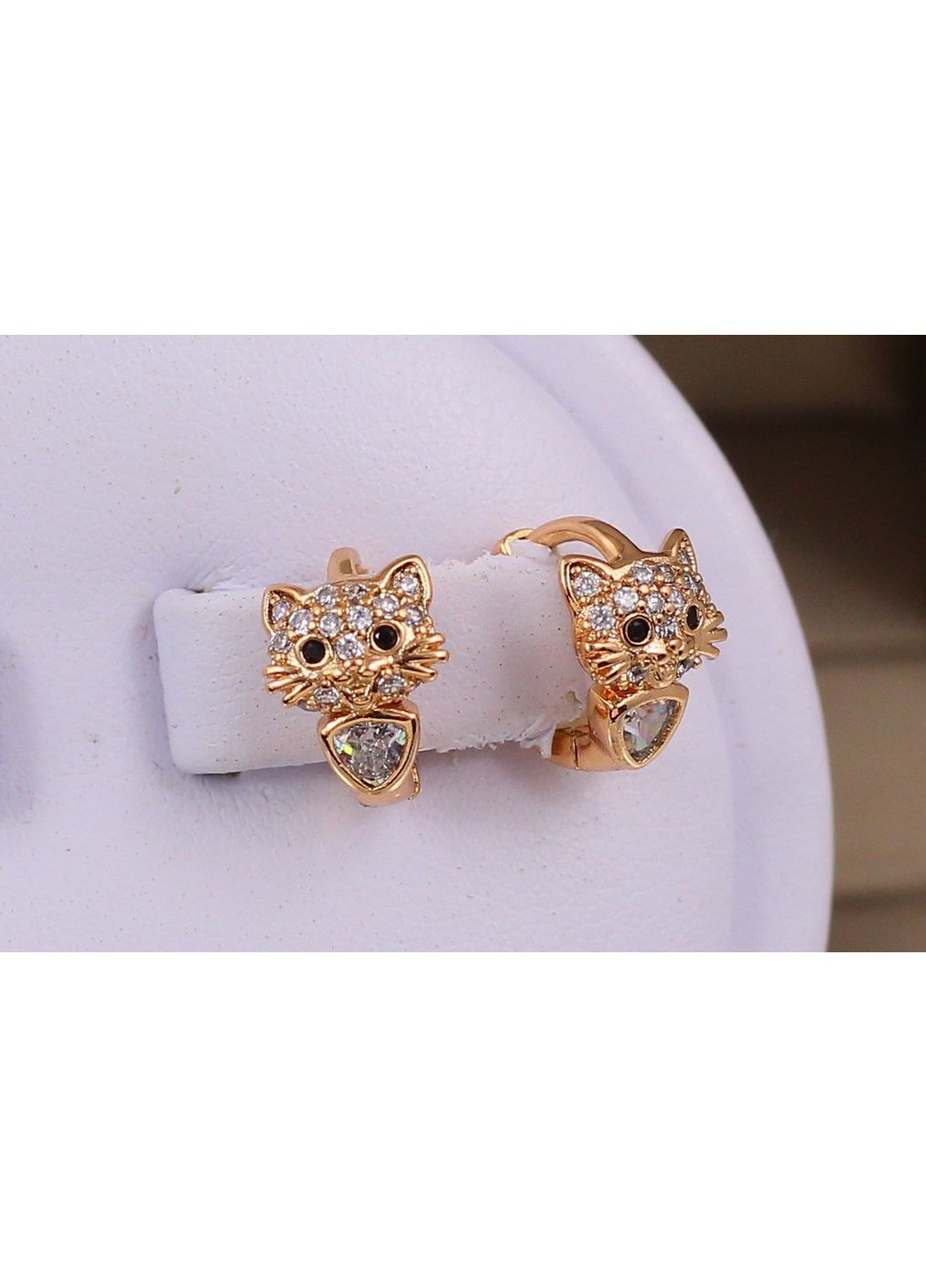 Серьги детские котята с черными глазками 10 мм золотистые Xuping Jewelry (369401525)