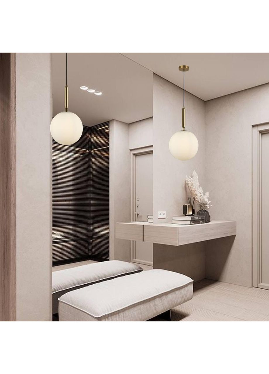 Бронзовий скляний підвіс 25см (916-3525-1 BRZ+WH) No Brand (370069672)