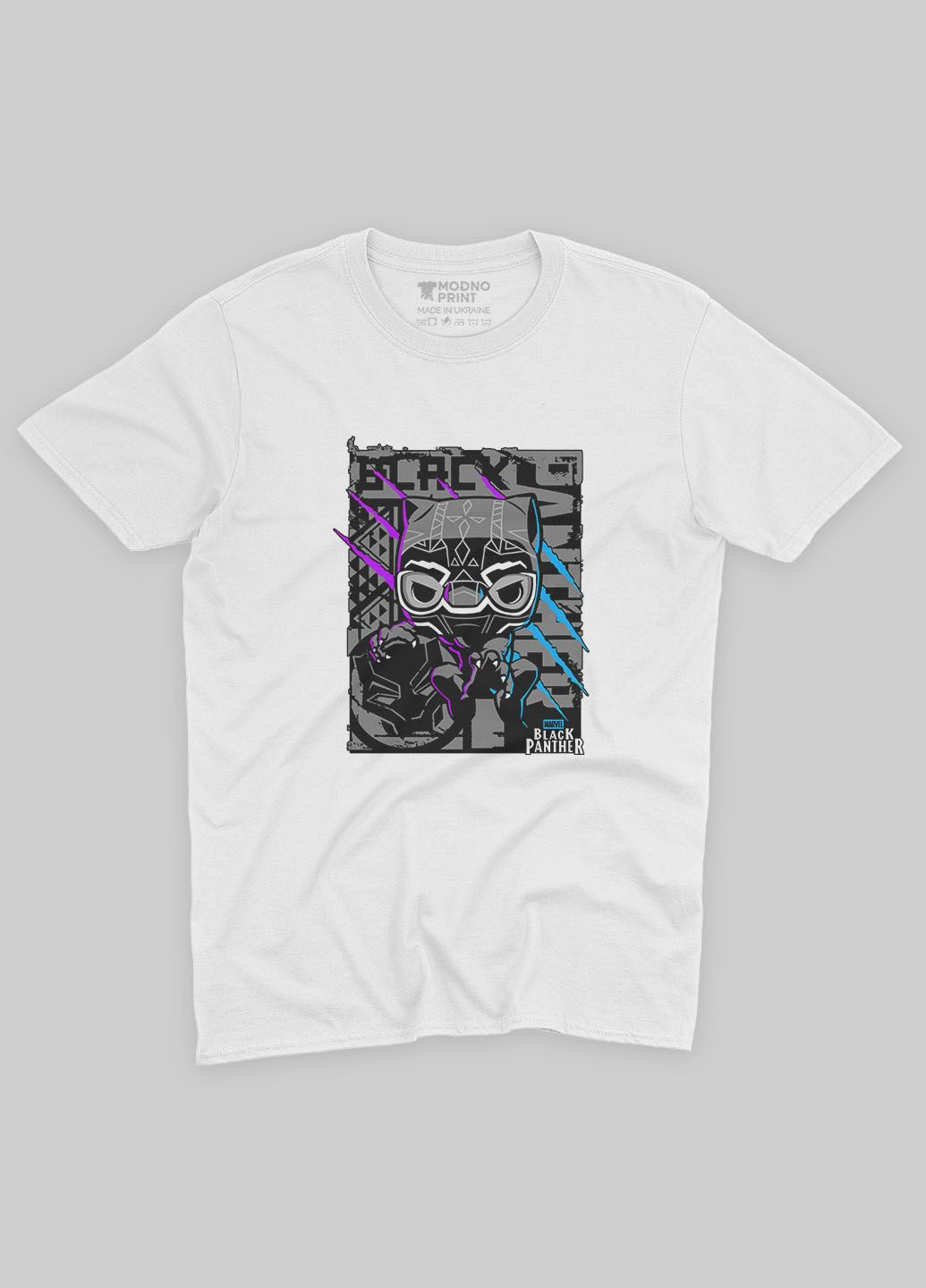 Біла демісезонна футболка для дівчинки з принтом супергероя - чорна пантера (ts001-1-whi-006-027-002-g) Modno