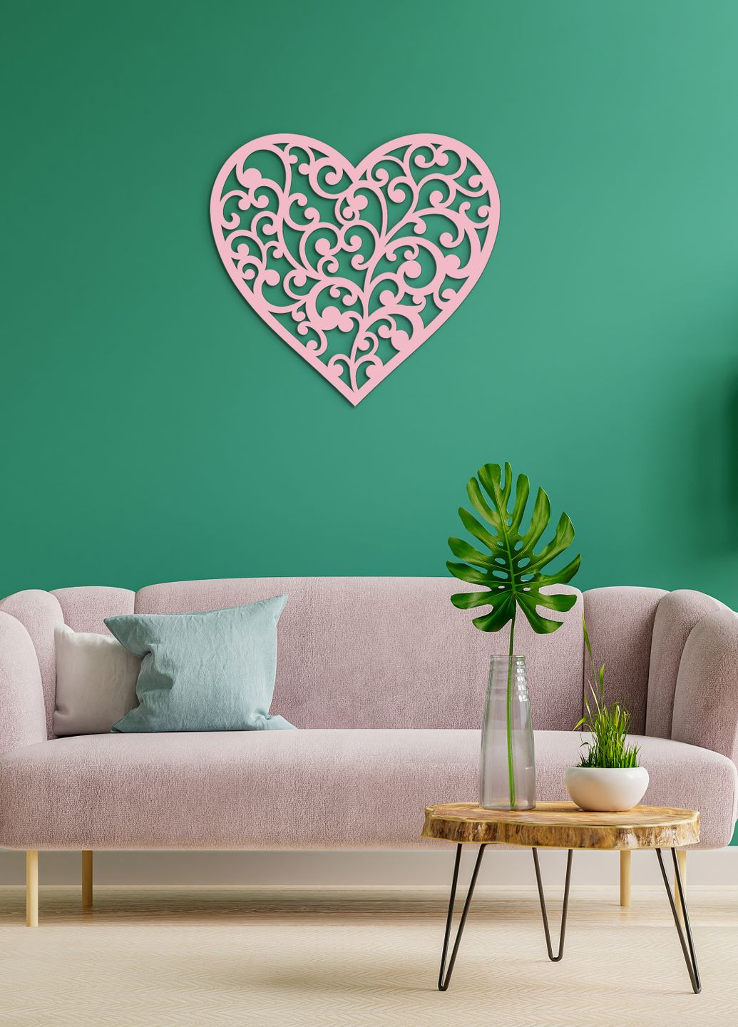 Сучасна картина на стіну в спальню, декор для кімнати "Любляче серце", мінімалістичний стиль 35х38 см Woodyard (292112612)