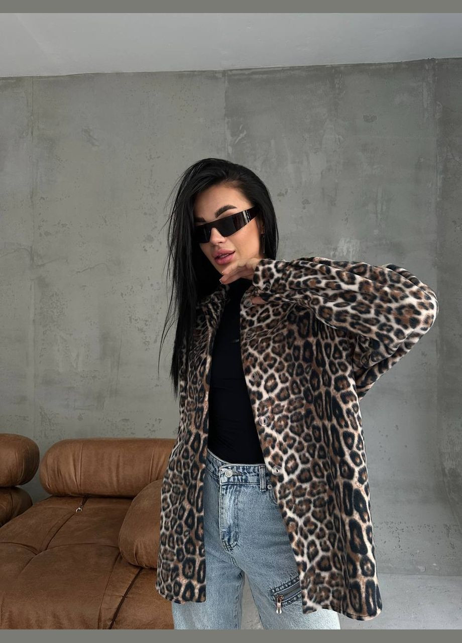 Белая спортивная, повседневный, кэжуал, джинсовая рубашка леопардовый No Brand с длинным рукавом