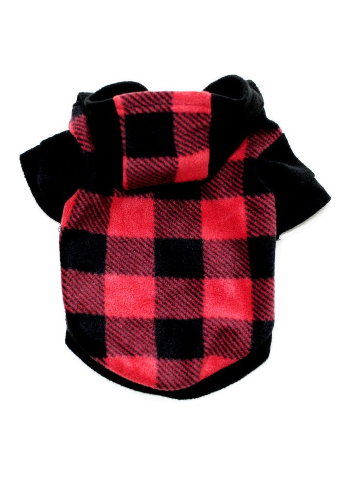 Тепле худі для собак з капюшоном Pet Style "Крупна клітинка" Червоночорна XL No Brand - (323232688)