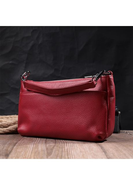 Сумка кросс-боди через плечо женская из натуральной кожи маленькая Красный 36514 Vintage (353690018)