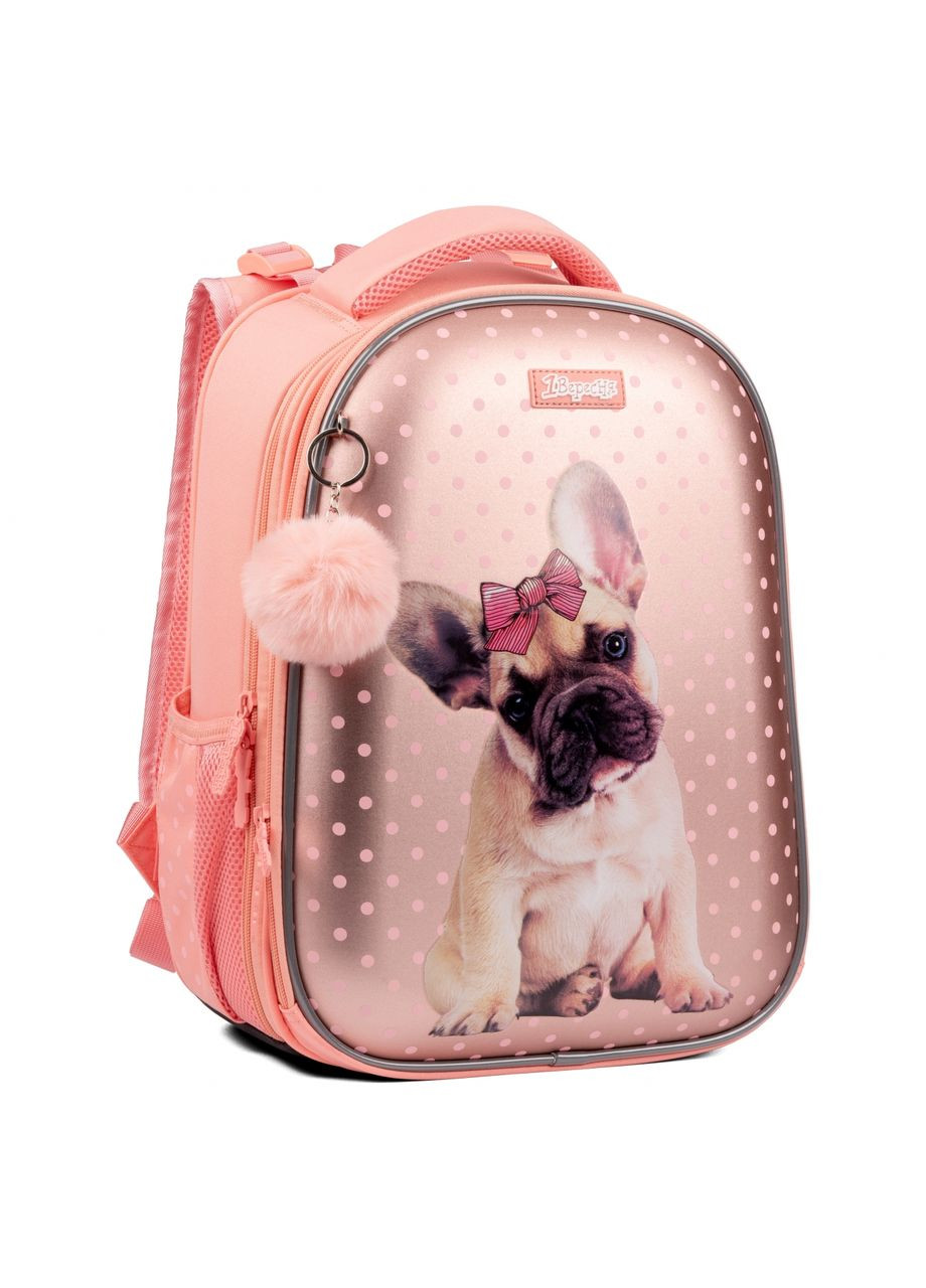 Шкільний рюкзак, каркасний, два відділення, дві бічні кишені, розмір 39,5*29*14см, кораловий Dolly Dog 1 Вересня (266911659)