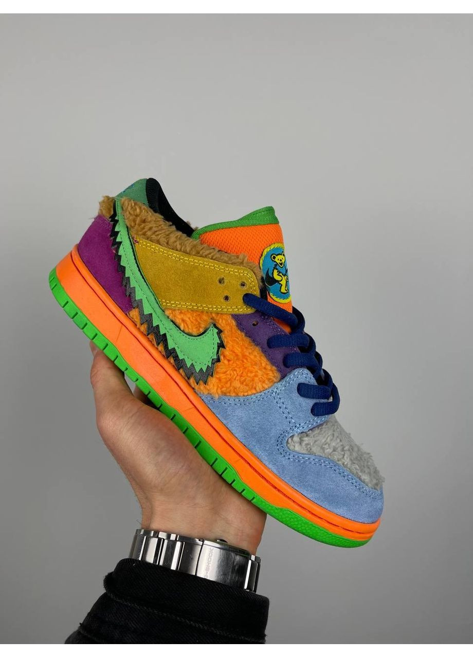 Цветные демисезонные кроссовки мужские nike sb dunk low x grateful dead bears multicolor найк сб данк No Brand