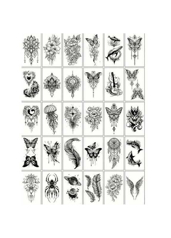 Набір дитячих тимчасових татуювань "Чорні міні №4" black-tattoo-mini-set-4-H No Brand (339782555)