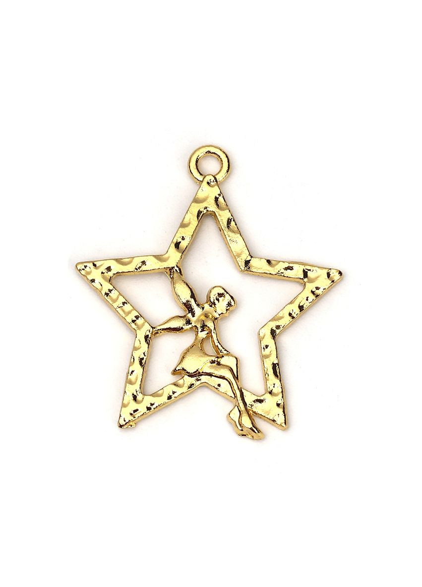 Підвіски металеві Кулон фея на зірці Золотистий 28 мм x 24 мм Finding (328942906)
