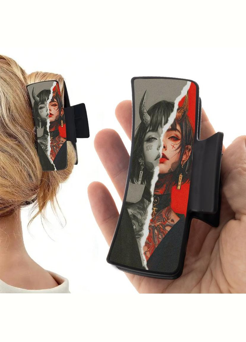 Заколка крабик для волос женская зажим шпилька ART #0021 черная No Brand (315630764)