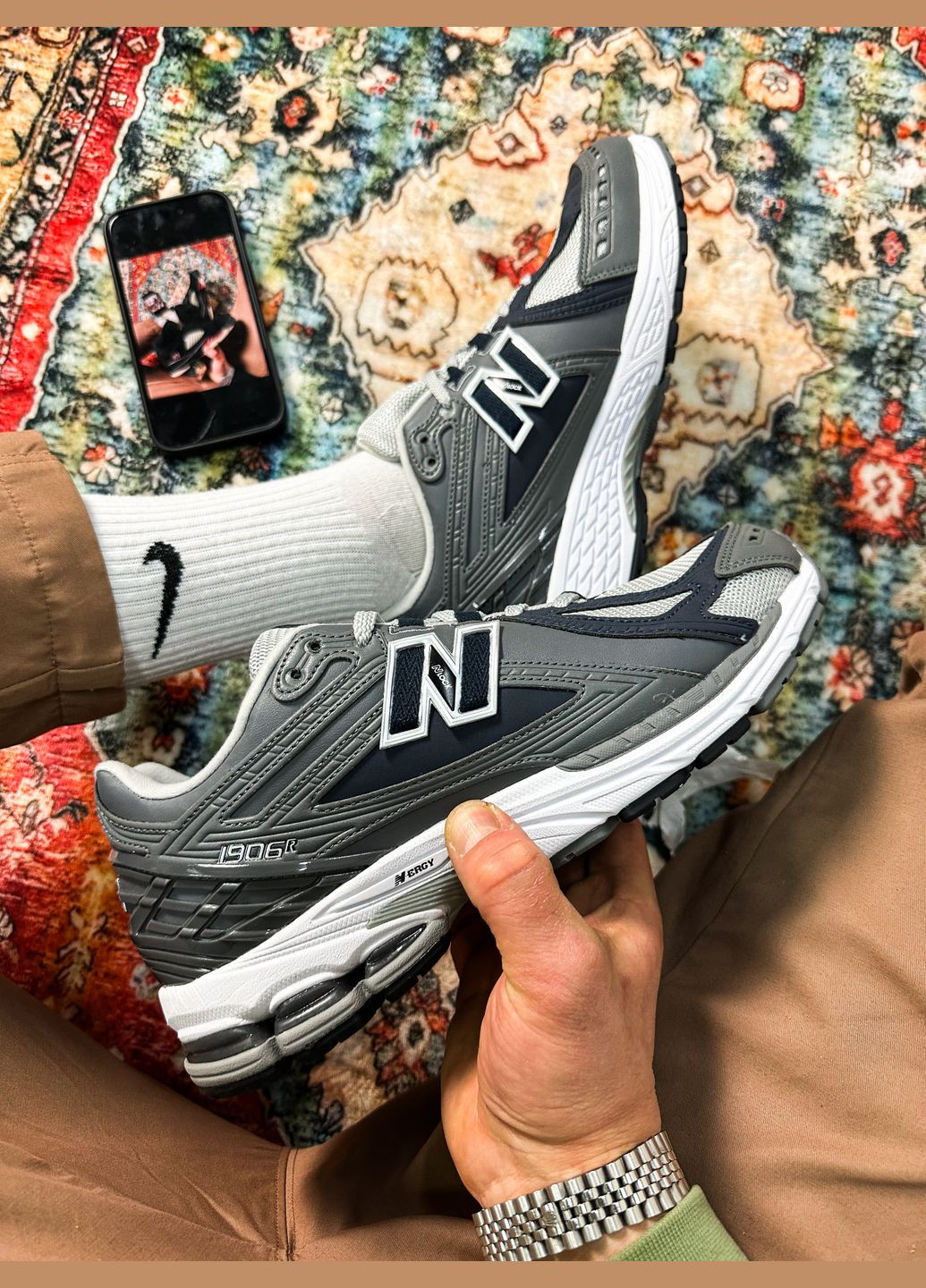 Сірі Осінні кросівки чоловічі new balance 1906r grey blue | нью беланс 1906r сірі сині No Brand