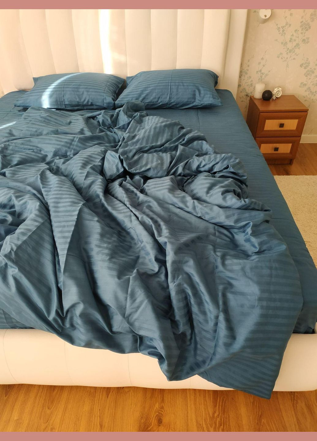 Постельное белье хлопковое в полоску Двуспальное 180 x 220 Страйп сатин 50 x 70 Серое No Brand (332945978)