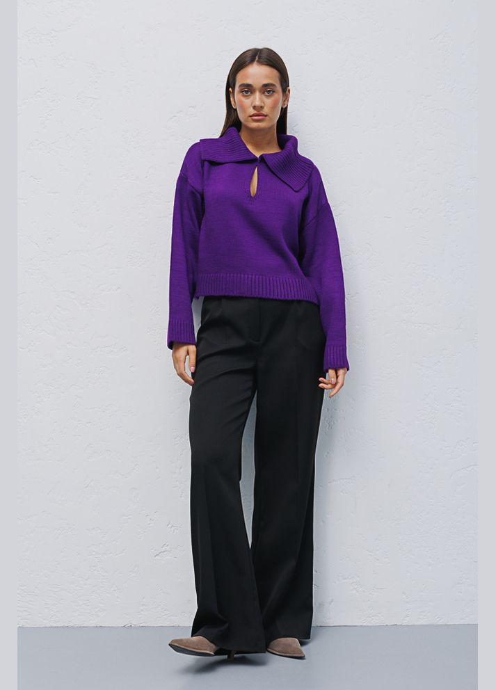 Жіноча вязана кофта чорна з відкладним коміром Arjen (294906675)