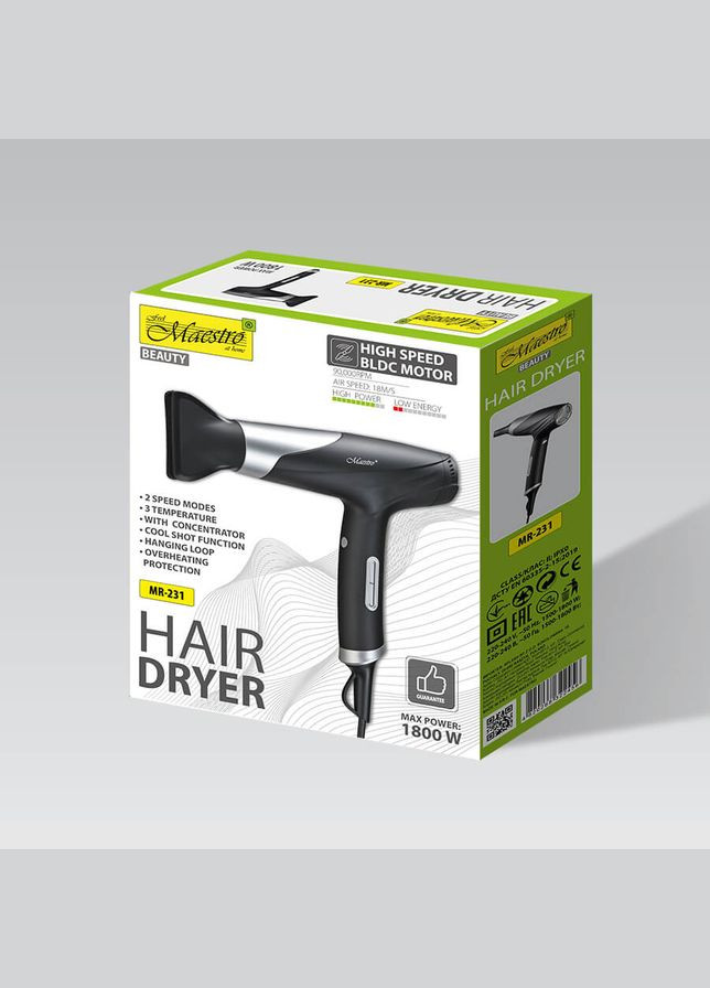 Фен MR-231 1800 Вт черный Maestro (364109607)