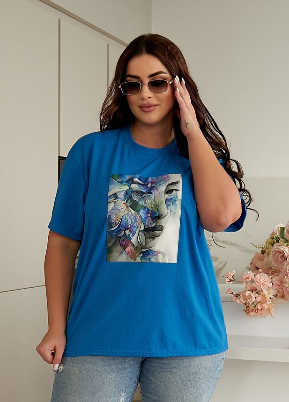 Хлопковая женская футболка батал из тонкого трикотажа Selim-tekstil - (322691774)