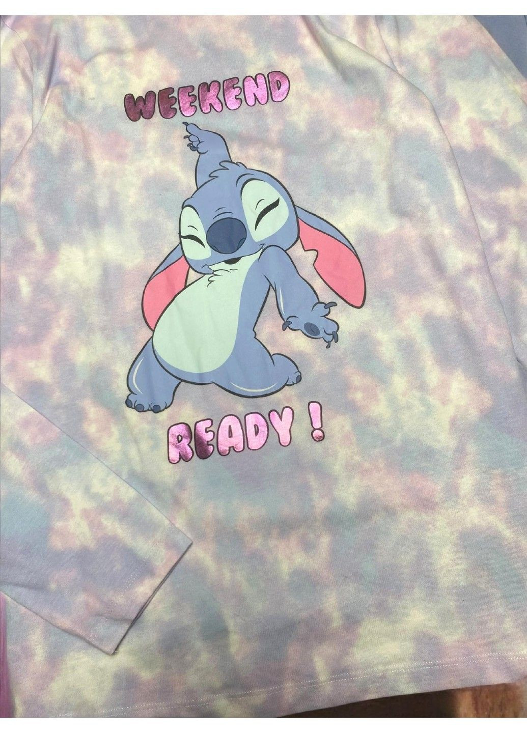 Рожева піжама бавовняна комплект кофта + штани дитяча підліткова на дівчинку ліло і стіч, рожева, бузкова Primark