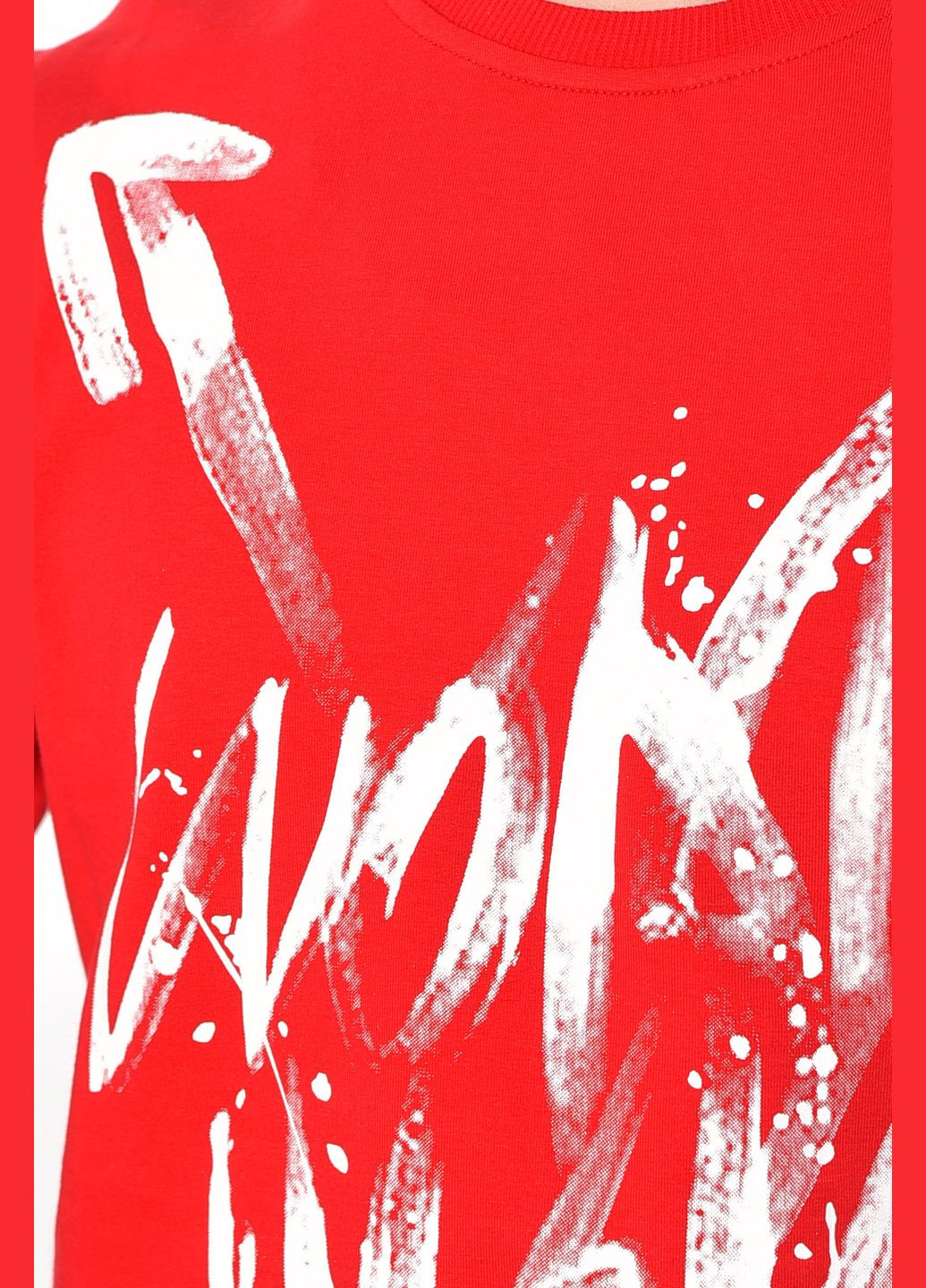 Світшот чоловічий з написом червоного кольору Let's Shop - Вільний крій напис червоний кежуал поліестер - (293765135)