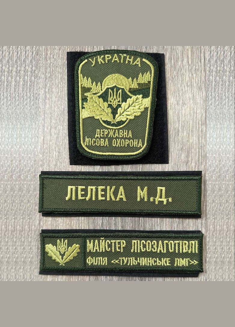 Комплект шевронов специалиста Государственной лесной охраны олива No Brand (336381870)