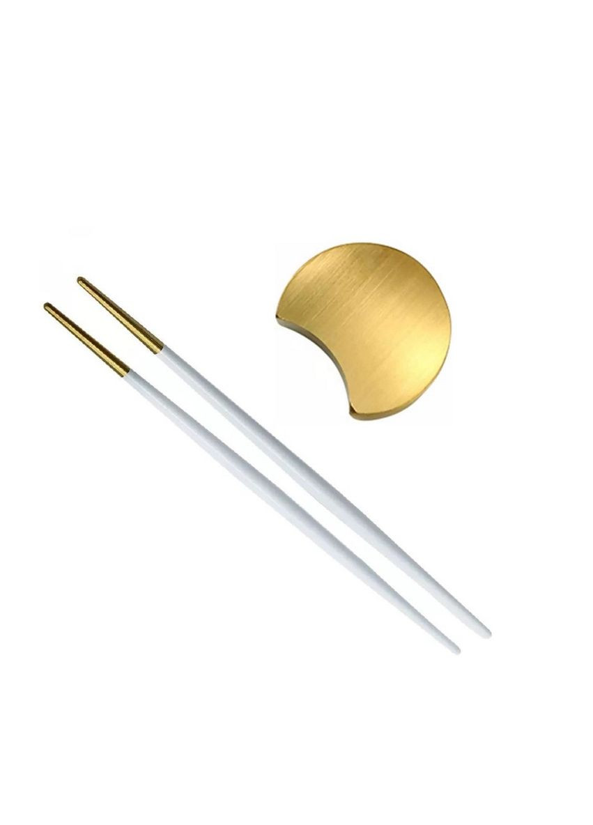 Комплект круглої золотої підставки та паличок для суші золото із білою ручкою для дому ресторанів, кафе. REMY-DECOR (293152585)