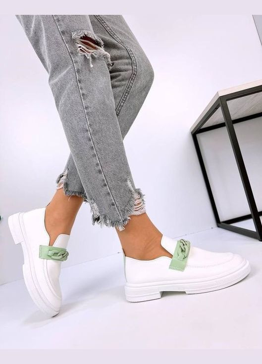 No Brand Женские кожаные лоферы LB 1304 Белые белый з искусственная кожа, — демисезон (322874022)