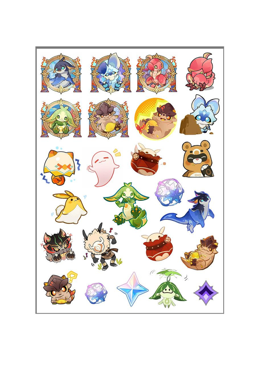 Стикеры наклейки Геншин импакт Genshin Impact 21х29 см А4 лист (stik_283) No Brand (365755749)