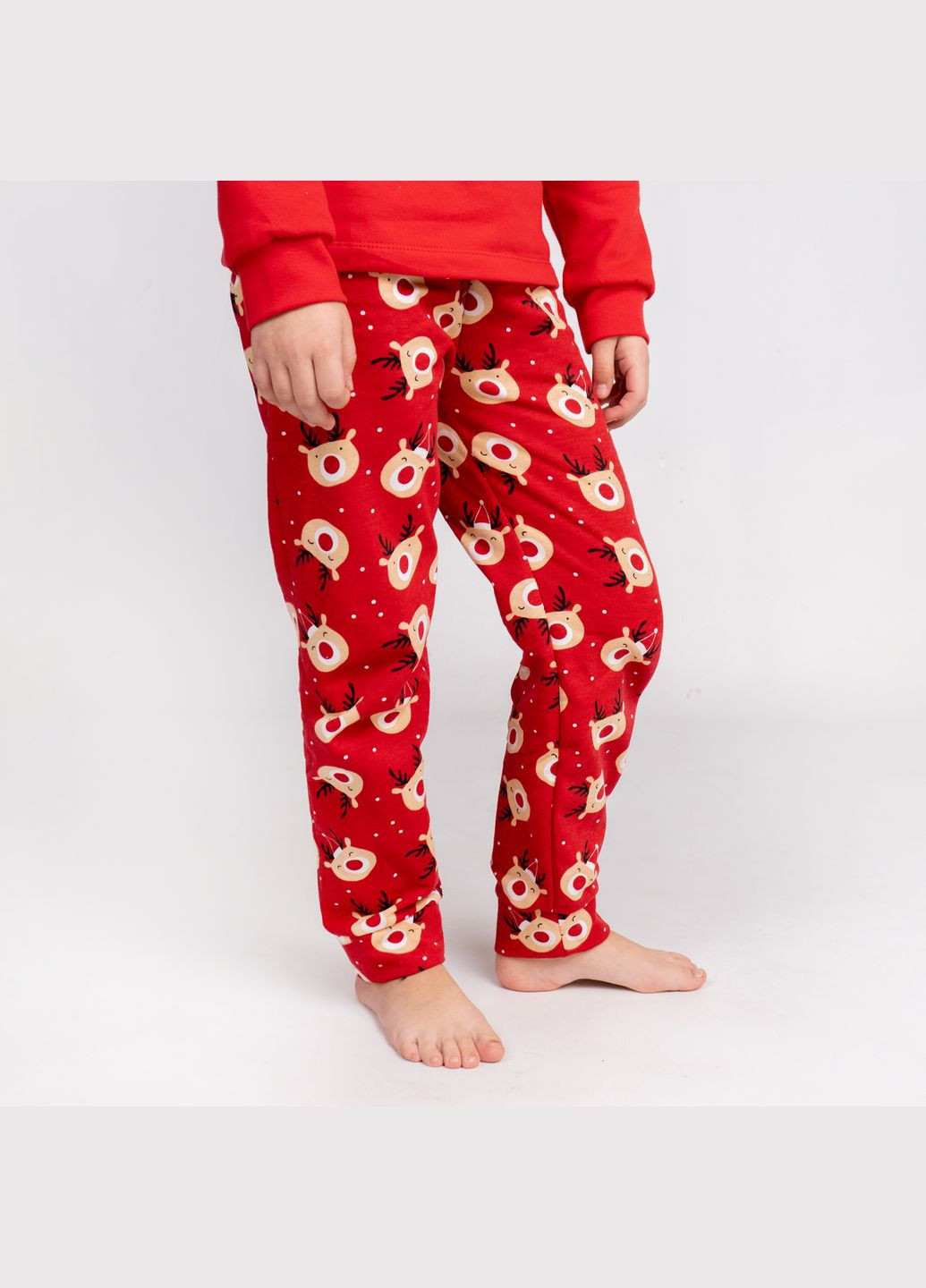 Червона всесезон піжама дитяча з начосом з оленями cozy dexter's