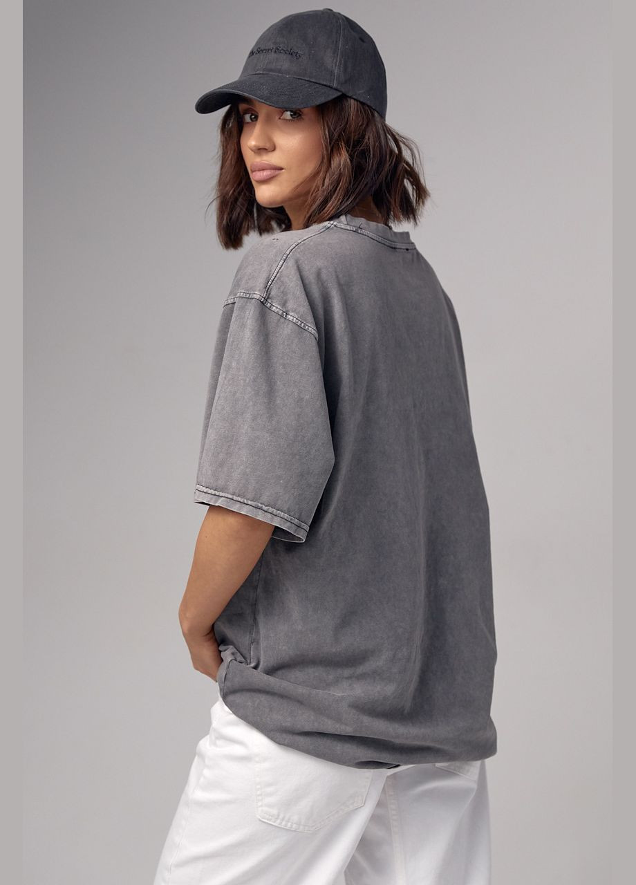Светло-серая летняя женская футболка oversize с принтом mickey mouse 13245 с коротким рукавом Lurex