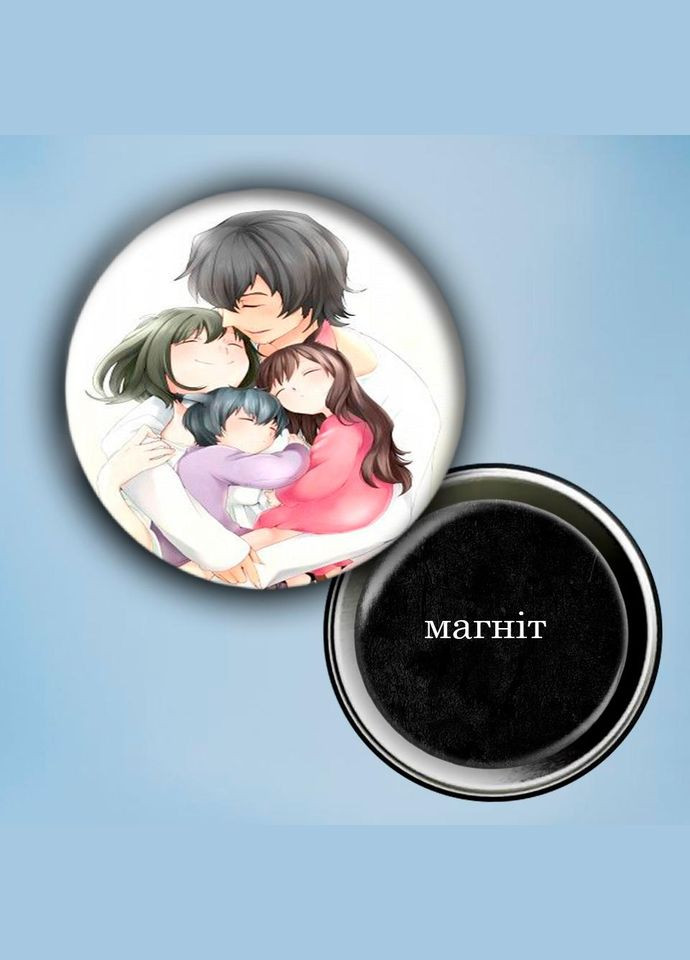 Фотомагніт (магніт на холодильник) Аніме Вовчі діти Аме та Юкі #0005 56 мм чорний No Brand (309156896)