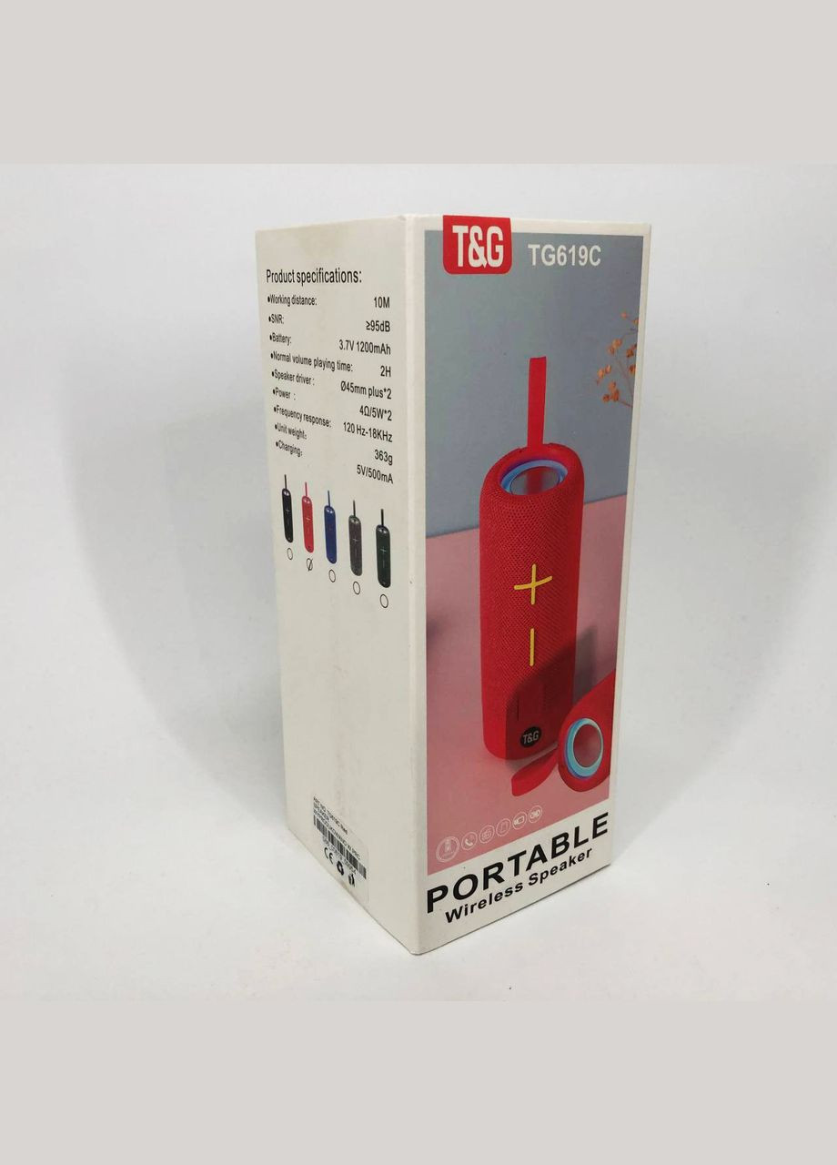 Портативная Bluetooth колонка TG619C FM-радио USB/TF с ремешком, громкая блютузная колонка. Цвет: корасный No Brand (359475290)