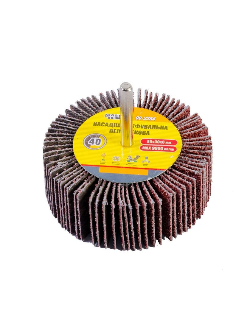 Коло шліфувальне пелюсткове зерно 40, 80*30 мм зі стрижнем 6 мм GM (08-2284) Mastertool (322704720)