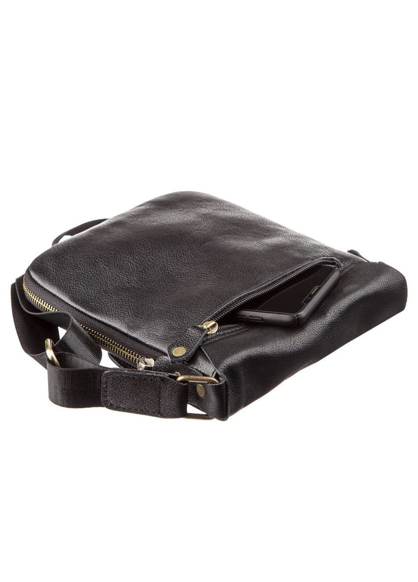 Кожаная сумка кросс боди мужская мессенджер через плечо черная 19113 Shvigel (329196513)