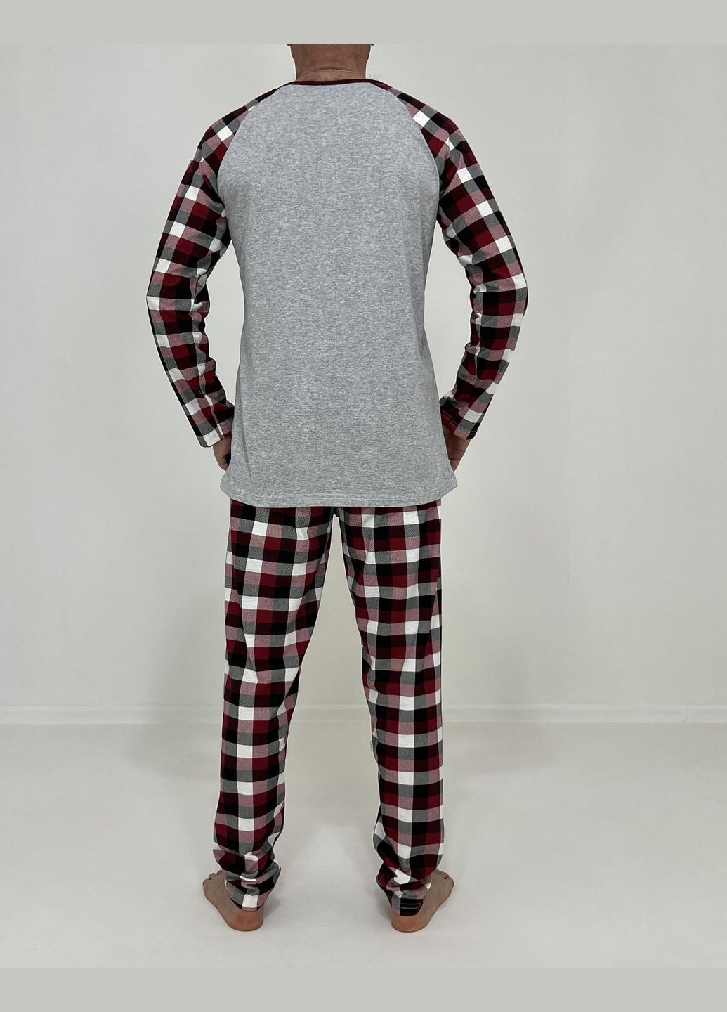 Пижама мужская Nico кофта + штаны в клетку 58-60 Серая 51186698-3 Triko (276777650)