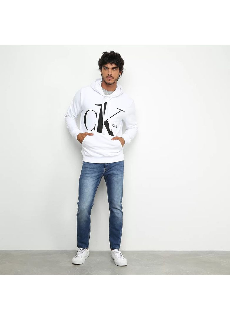 Худой мужской белого цвета, с надписью, с капишоном, размер XS Calvin Klein slim fit (370442225)