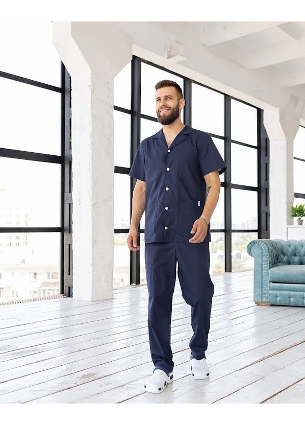 Синій демісезонний костюм медичний чоловічий марс котон короткий рукав No Brand