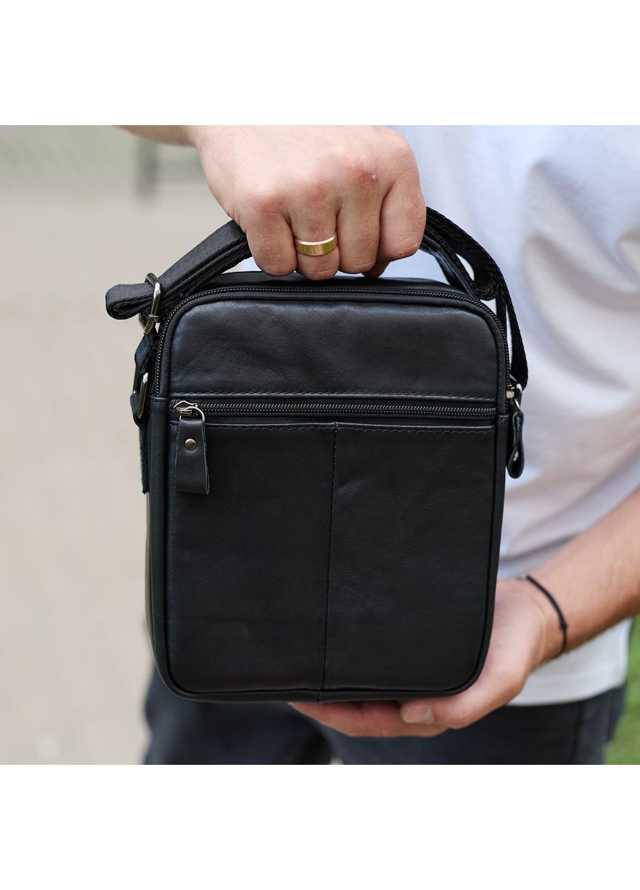 Сумка-барсетка мужская через плечо кожаная гладкая черная TD-86573 Tiding Bag (351507963)
