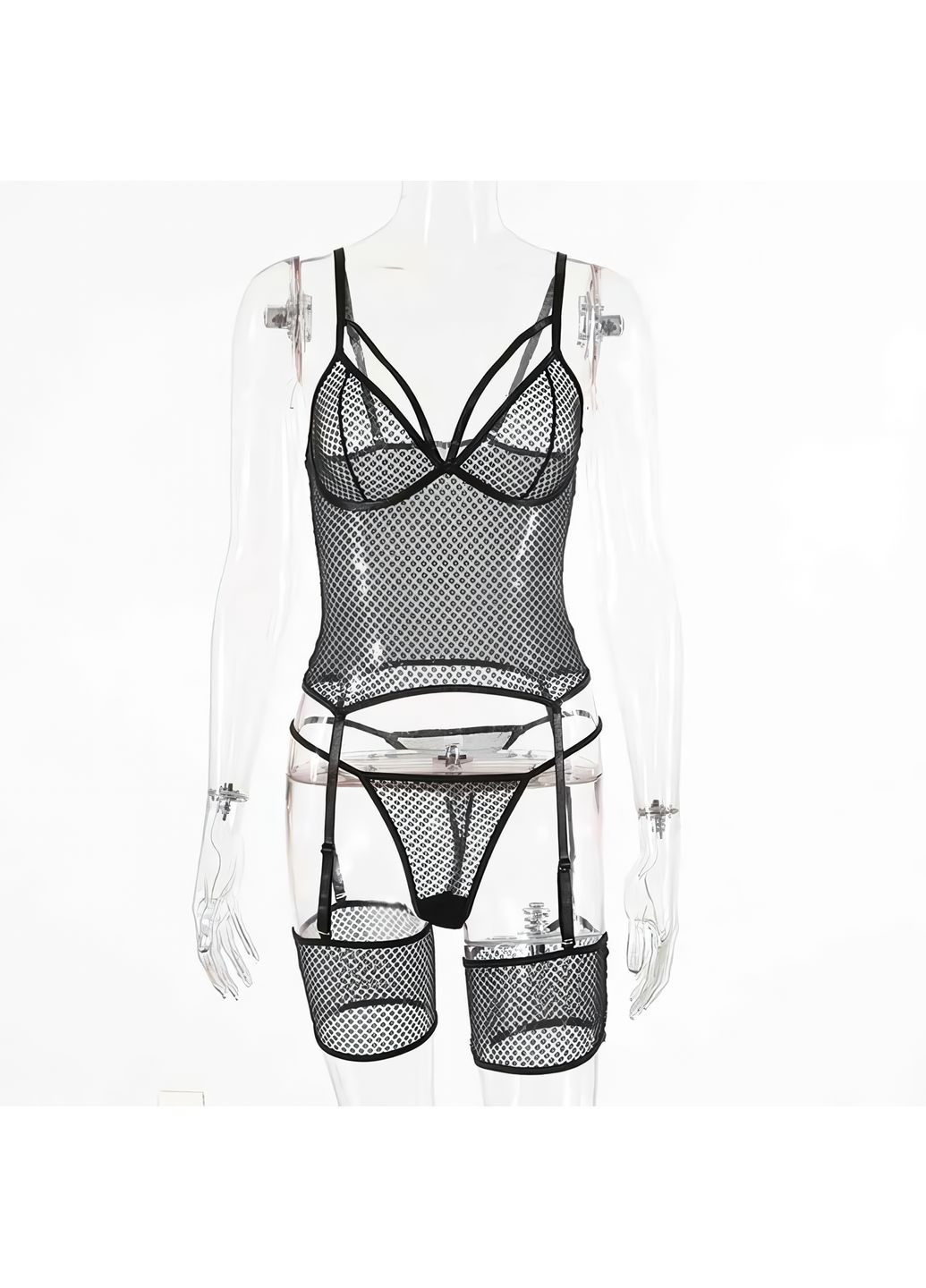 Черный демисезонный волшебный комплект с имитацией чулок s-m черный No Brand