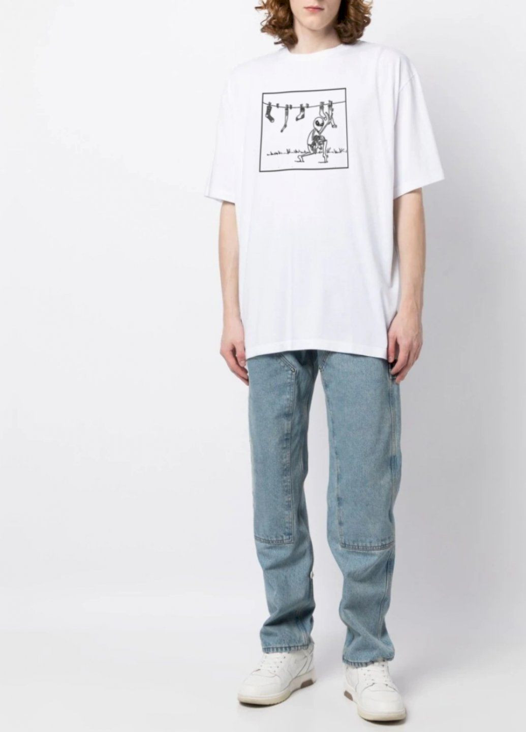 Біла футболка oversize чоловіча біла Trace of Space