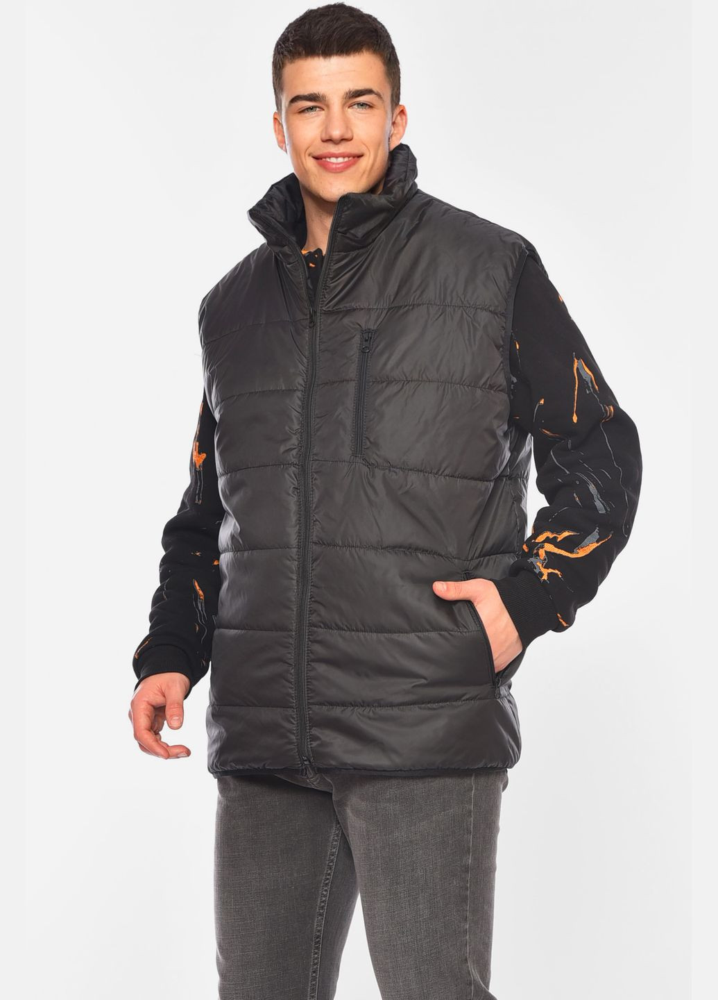 Жилетка мужская полубатальная демисезонная черного цвета Let's Shop (324560536)