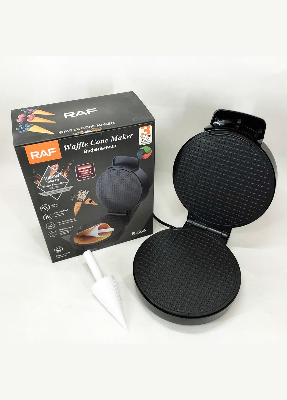 Электрическая вафельница R.565 с антипригарным покрытием и конусом для трубочек RAF (364663932)