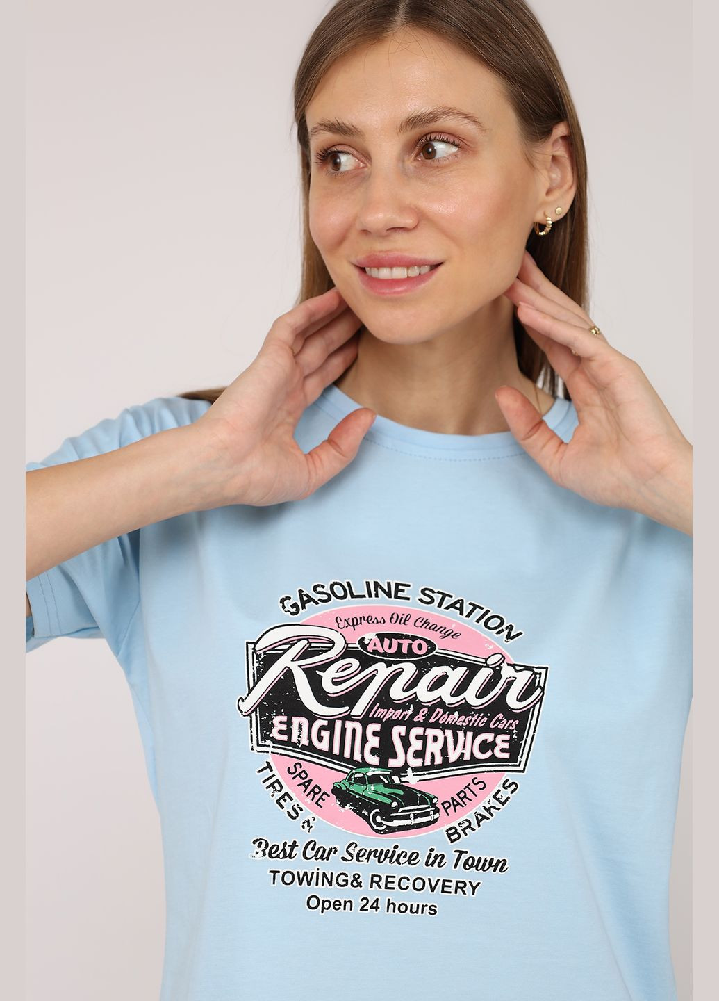 Футболка з коротким рукавом жіноча колір блакитний CB-00275253 Carla Mara - (330223250)