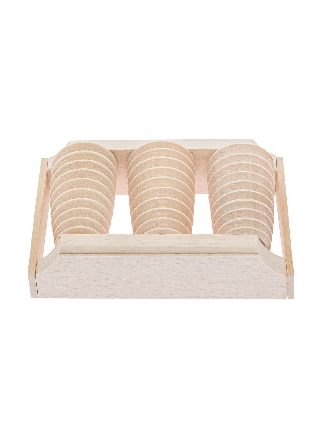 Массажер для стоп деревянный для профилактики плоскостопия и рефлекторного массажа на 3 ролики на одну ногу Woodly (331013333)