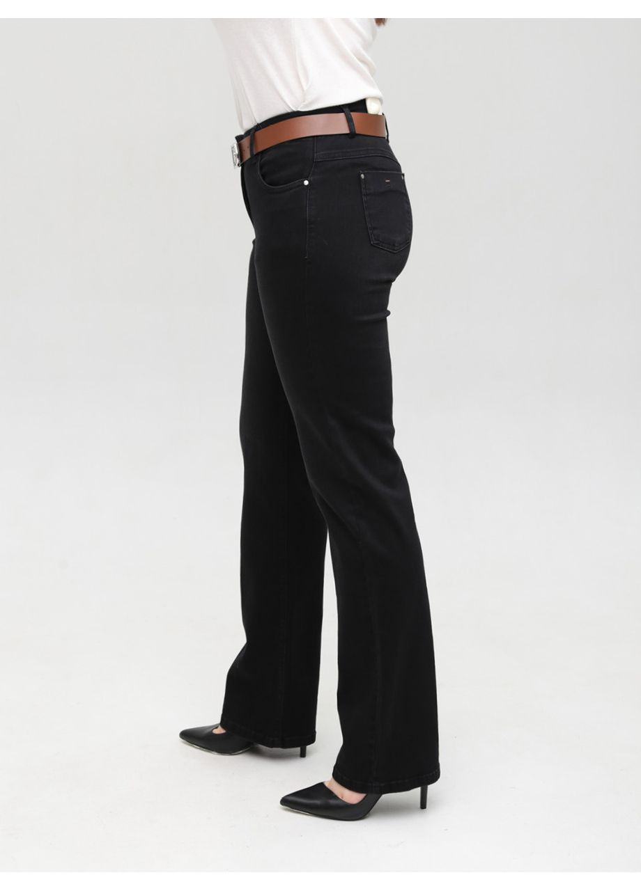 Джинси жіночі прямі чорні із стрейчем великий розмір Пряма Adorati - (358501742)
