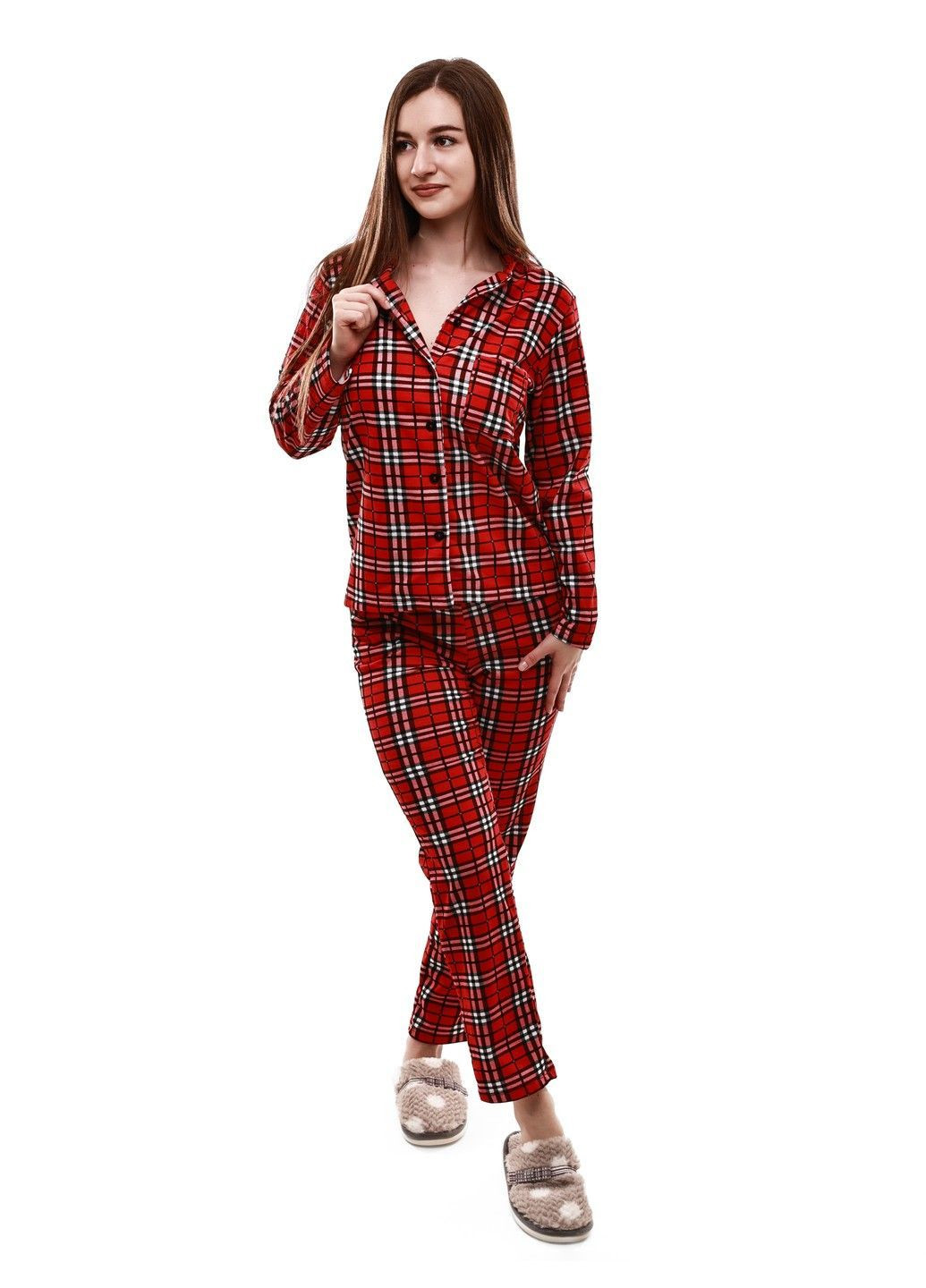 Красная зимняя пижама женская Lora-Tex