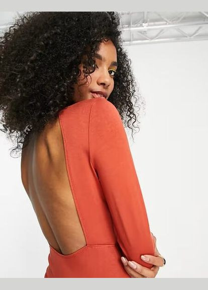 Терракотовое коктейльное платье Asos однотонное