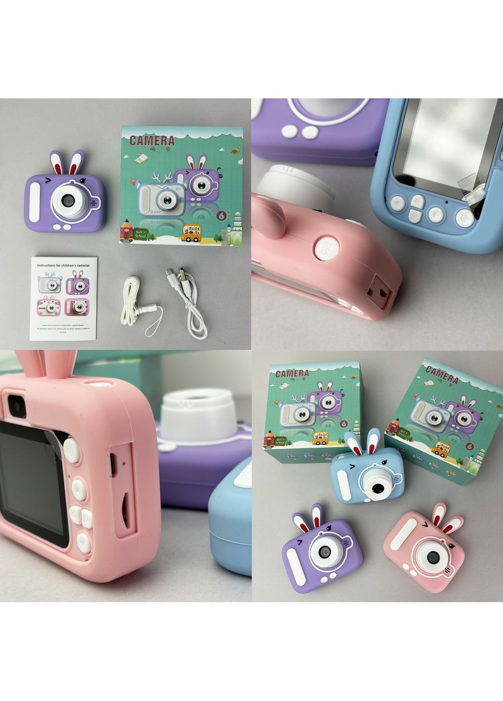 Детский фотоаппарат X900 Rabbit фиолетовый камера для детей с видеосъемкой и играми 20 Мп Smart (372460259)