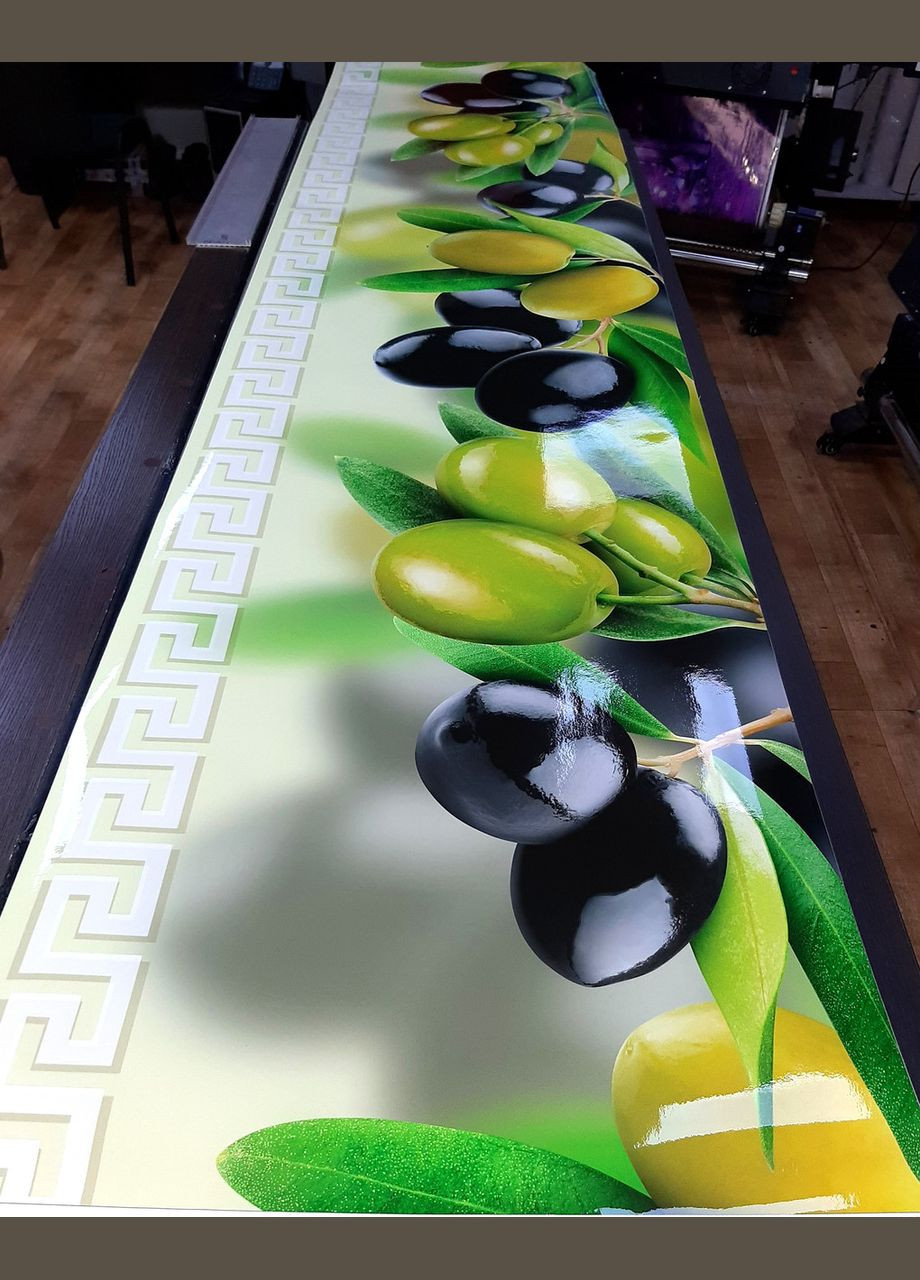 Наклейка на кухонный фартук, 60 х 250 см с оливками, с защитной ламинацией (БПs_ed640-1) Декоинт (278289742)