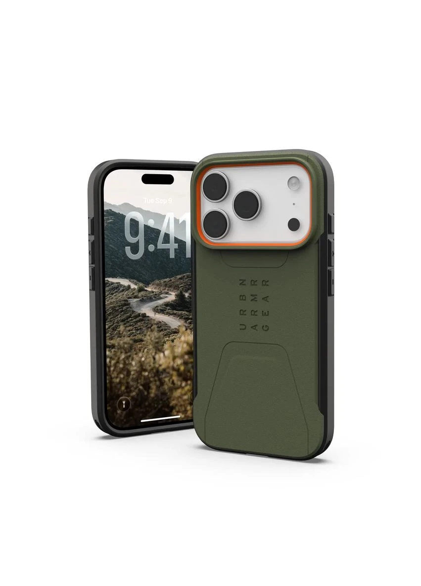 Чехол для iPhone 17 Pro, Civilian MagSafe, Оливковый/Оранжевый UAG (393458126)