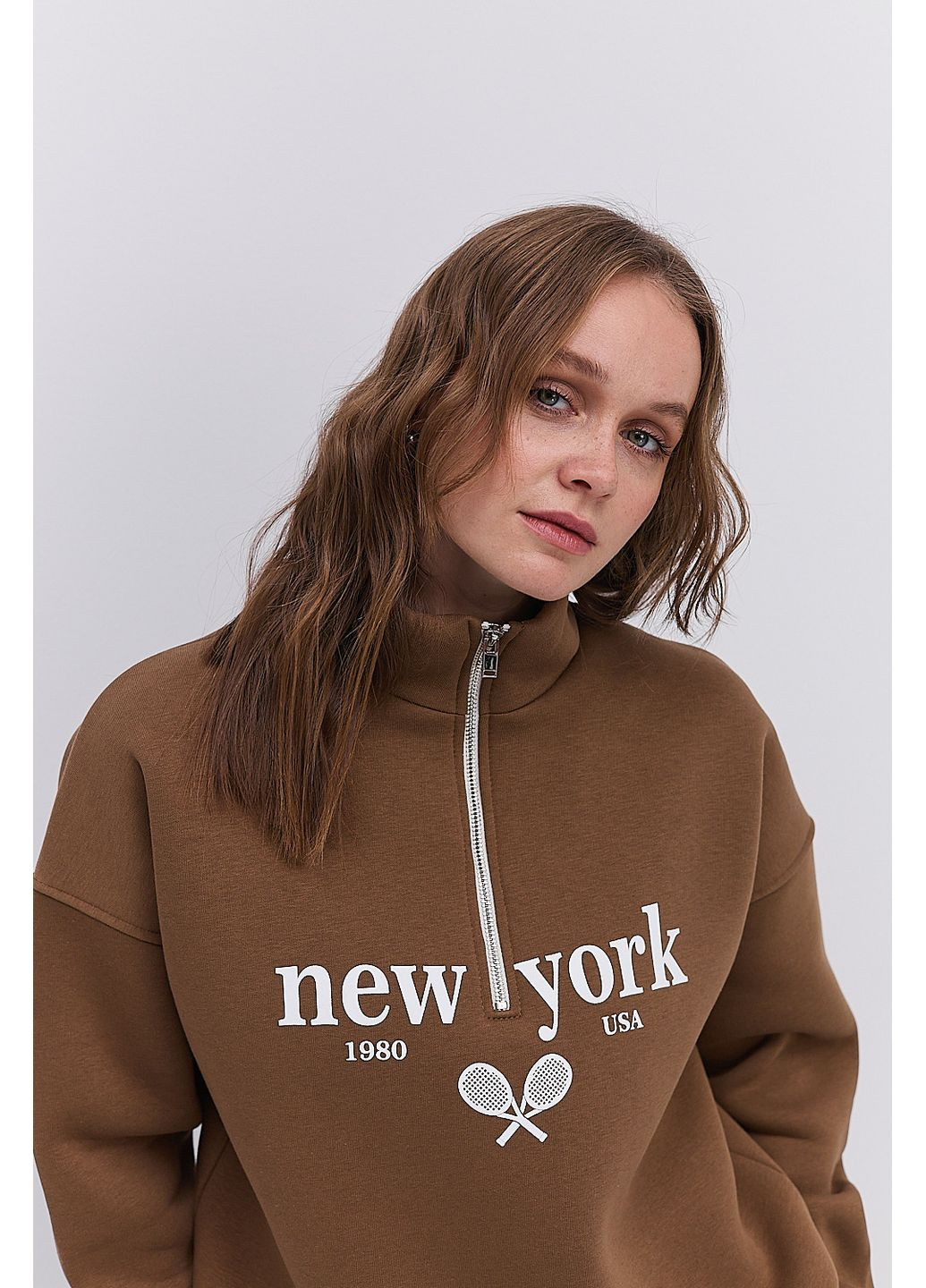 Жіночий спортивний костюм теплий зі світшотом з принтом New York Arjen (363173460)