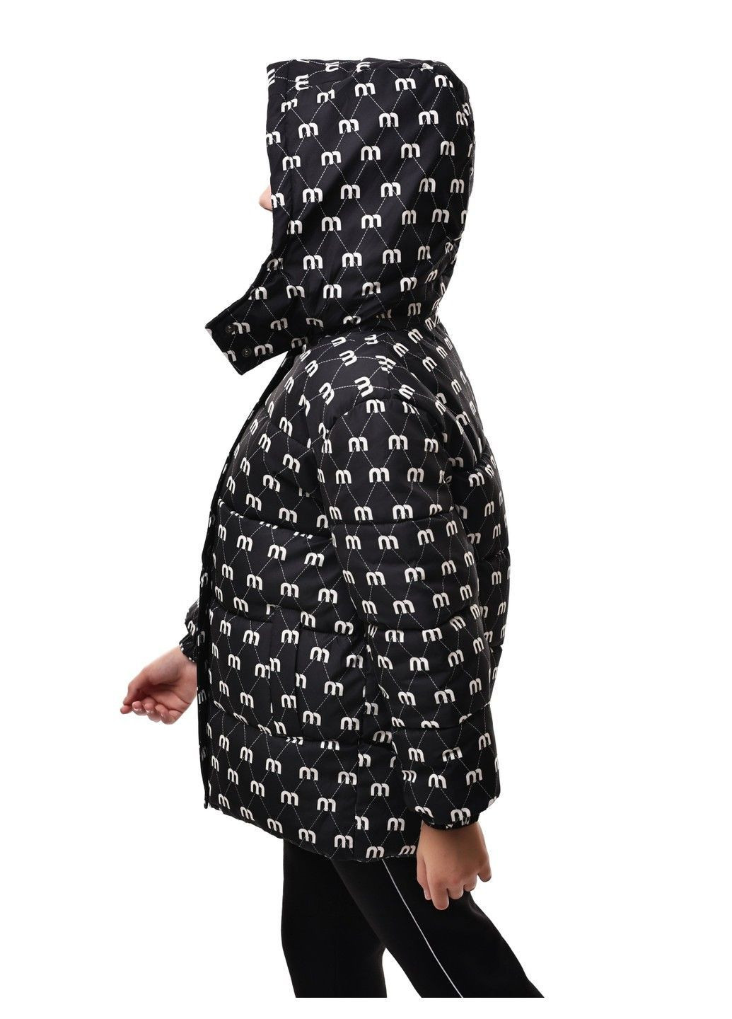 Черно-белая куртка зимняя для девочки подростка AMMY