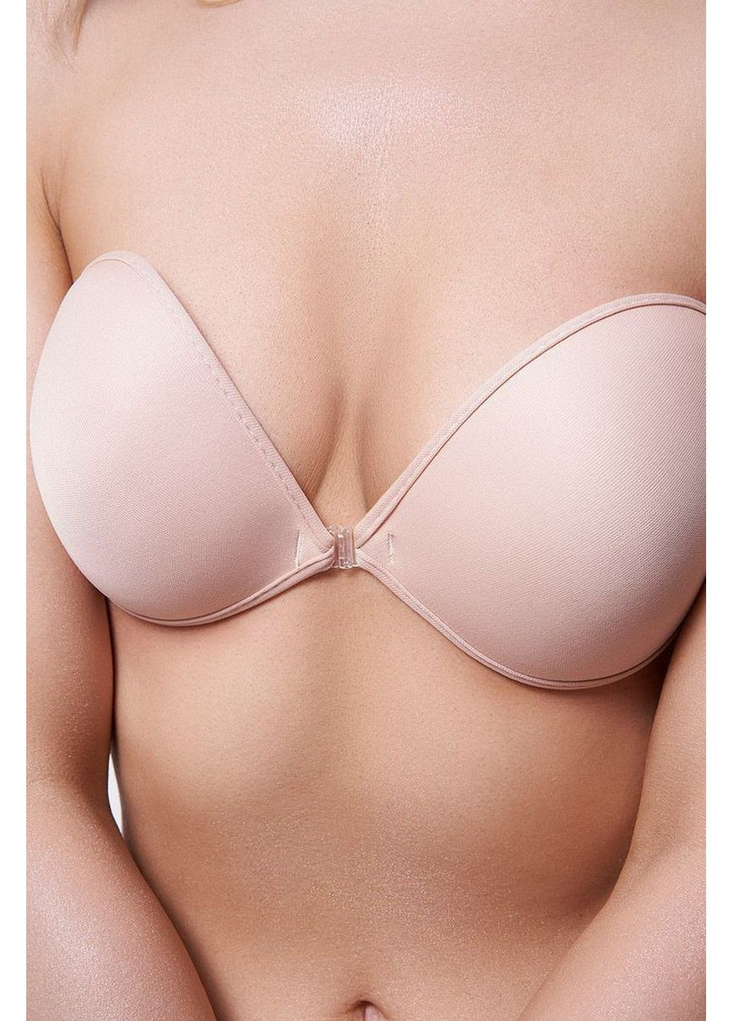 Бежевый бюстгальтер-невидимка тканевый на силиконе bs-02 Julimex микрофибра
